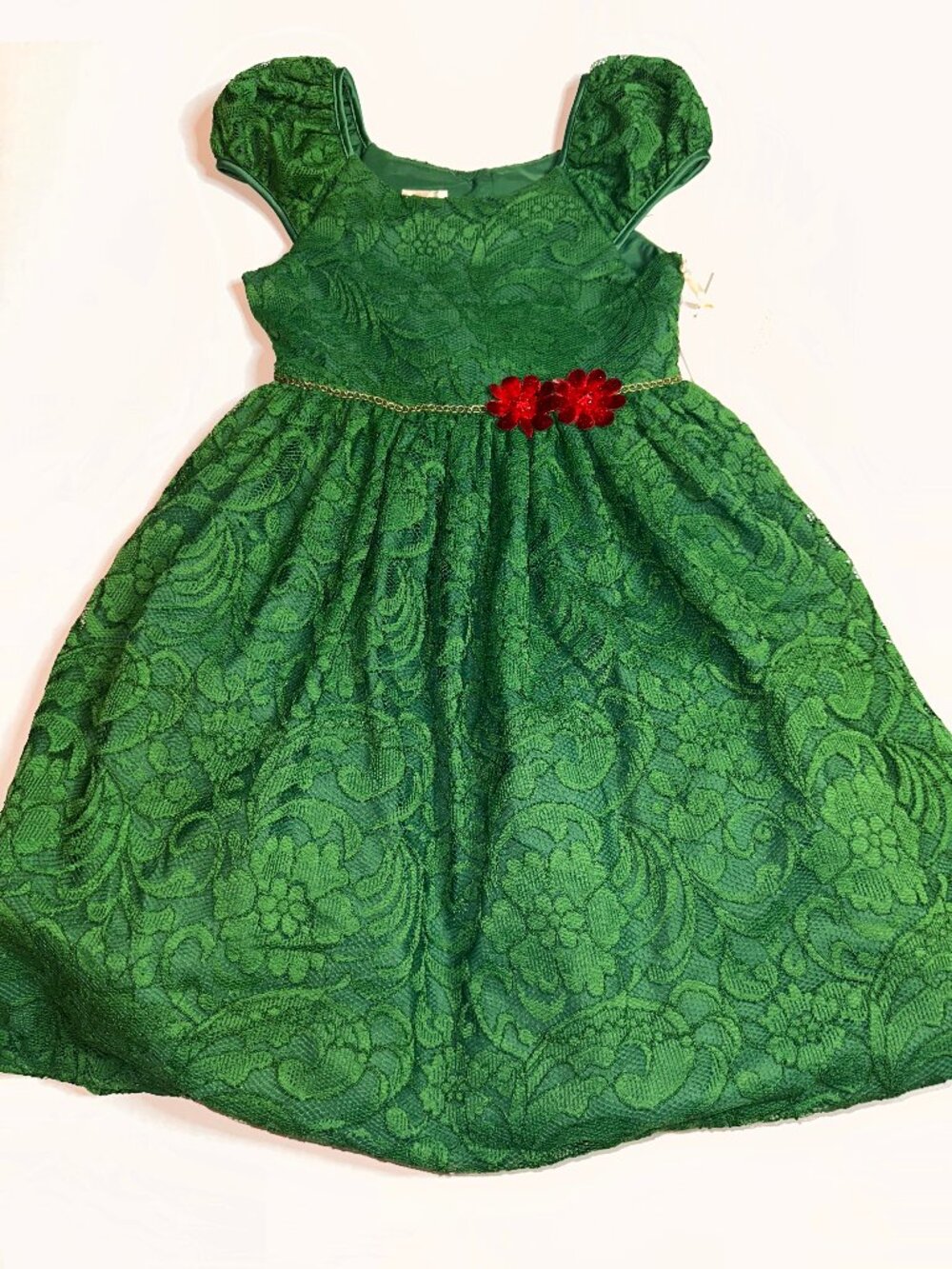 Laura Ashley Dress Girls 8 Green Lace NWT Christmas Holiday New! #684